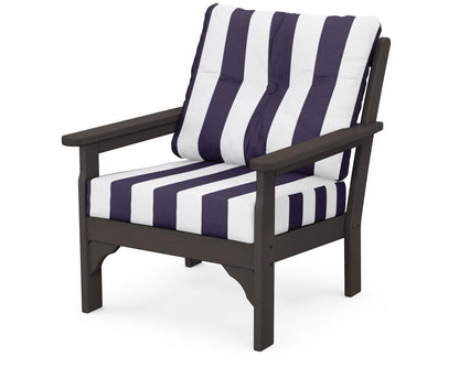 POLYWOOD® Vineyard Deep Seating Chair in Vintage Coffee / Cabana Stripe Navy