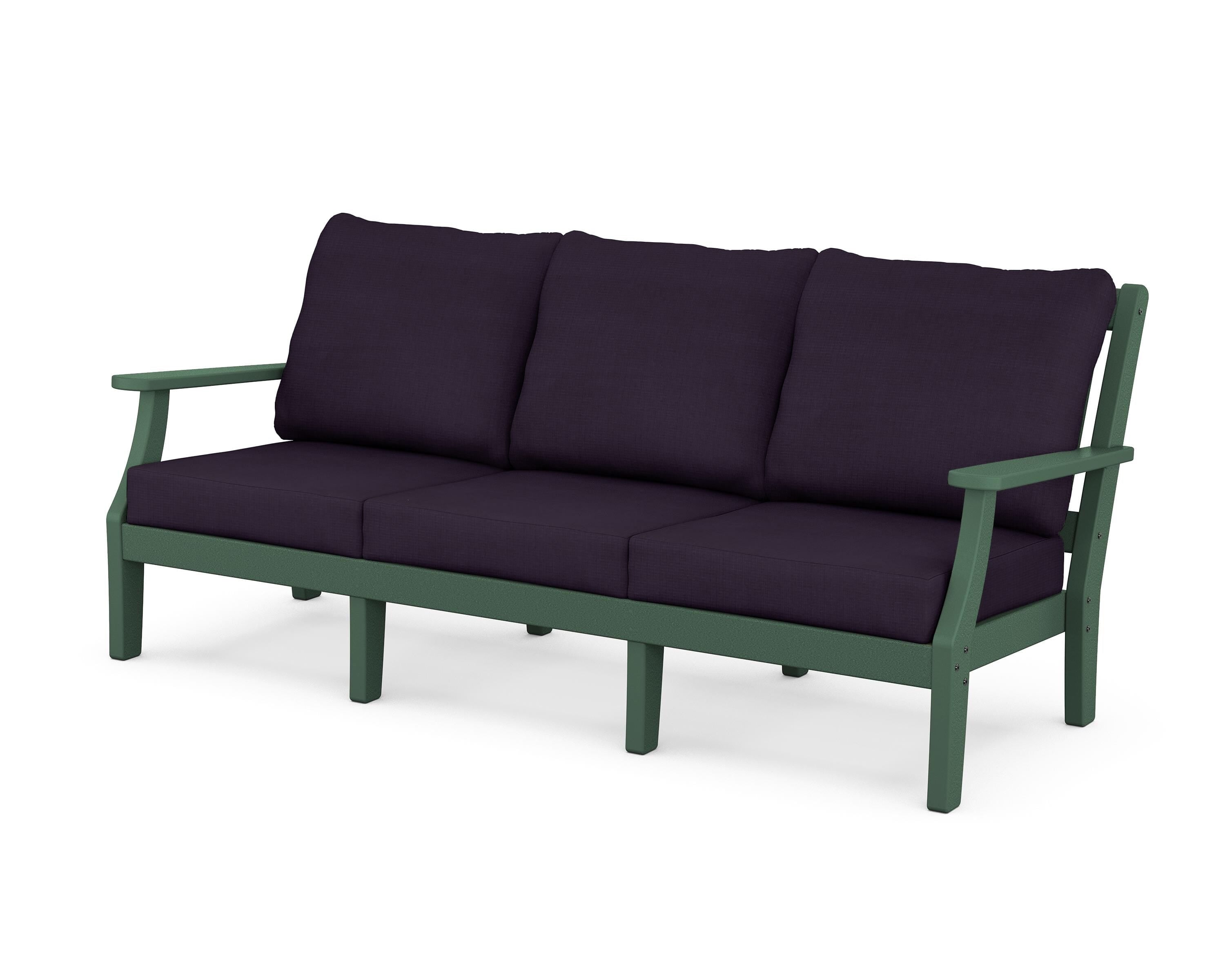 Martha Stewart by POLYWOOD® Chinoiserie Deep Seating Sofa in Green / Navy Linen