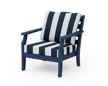 Draper James™ by  POLYWOOD® Savannah Deep Seating Chair in Navy / Cabana Stripe Marine Indigo