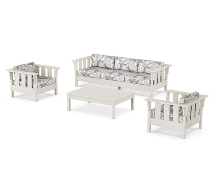 Martha Stewart by POLYWOOD® Acadia 4-Piece Deep Seating Set with Sofa in Sand / Leaf Grey Mist
