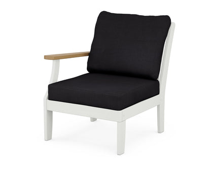 POLYWOOD® Braxton Modular Left Arm Chair in White / Natural / Midnight Linen