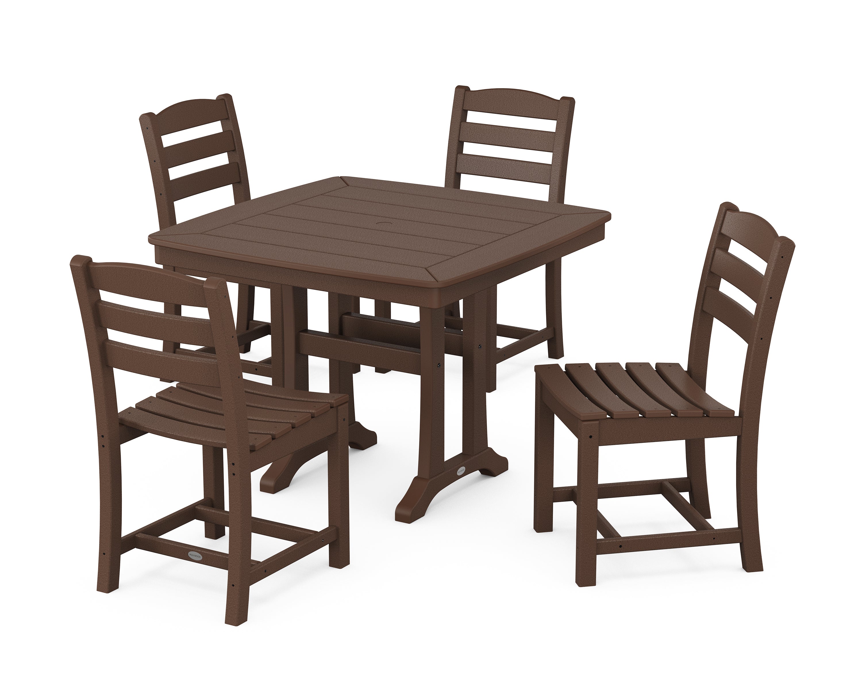 POLYWOOD® La Casa Café Side Chair 5-Piece Dining Set with Trestle Legs in Mahogany