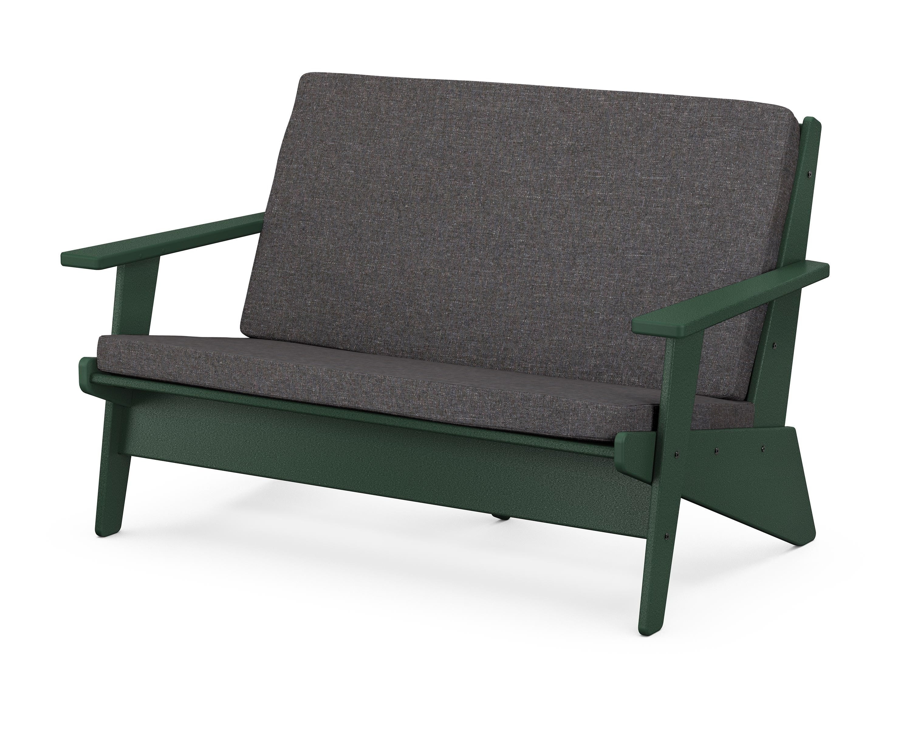 POLYWOOD® Riviera Modern Lounge Loveseat in Green / Ash Charcoal