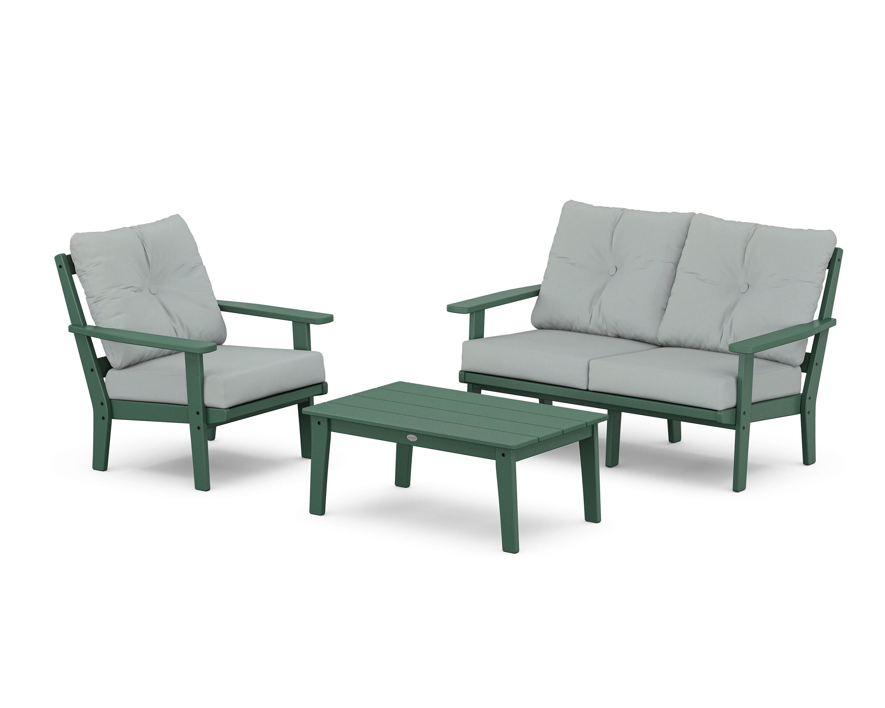 POLYWOOD® Prairie 3-Piece Deep Seating Set with Loveseat in Green / Spa