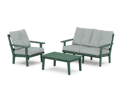 POLYWOOD® Prairie 3-Piece Deep Seating Set with Loveseat in Green / Spa