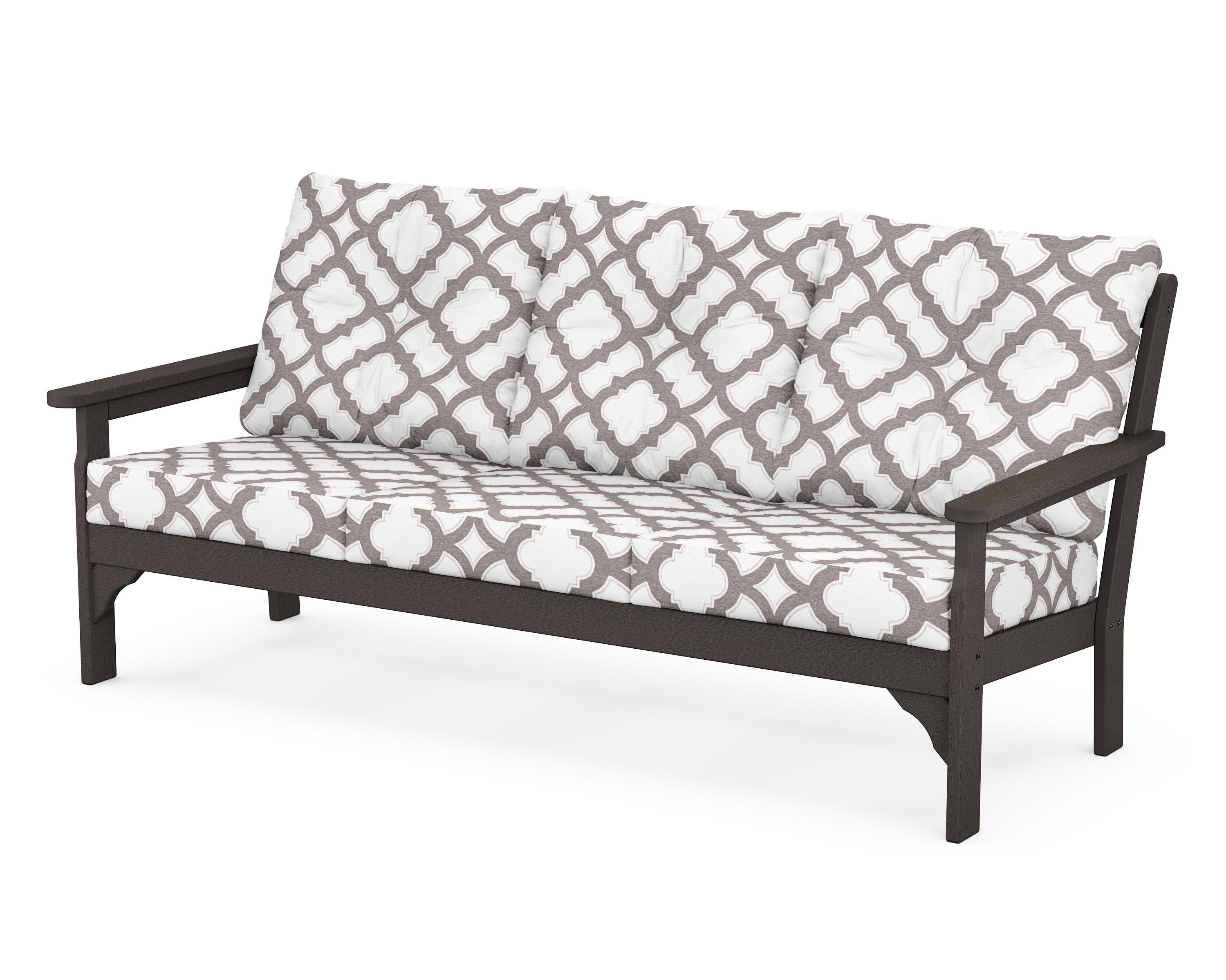POLYWOOD® Vineyard Deep Seating Sofa in Vintage Coffee / Trellis Grey Mist