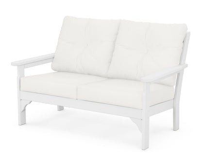 POLYWOOD® Vineyard Deep Seating Loveseat in White / Natural Linen