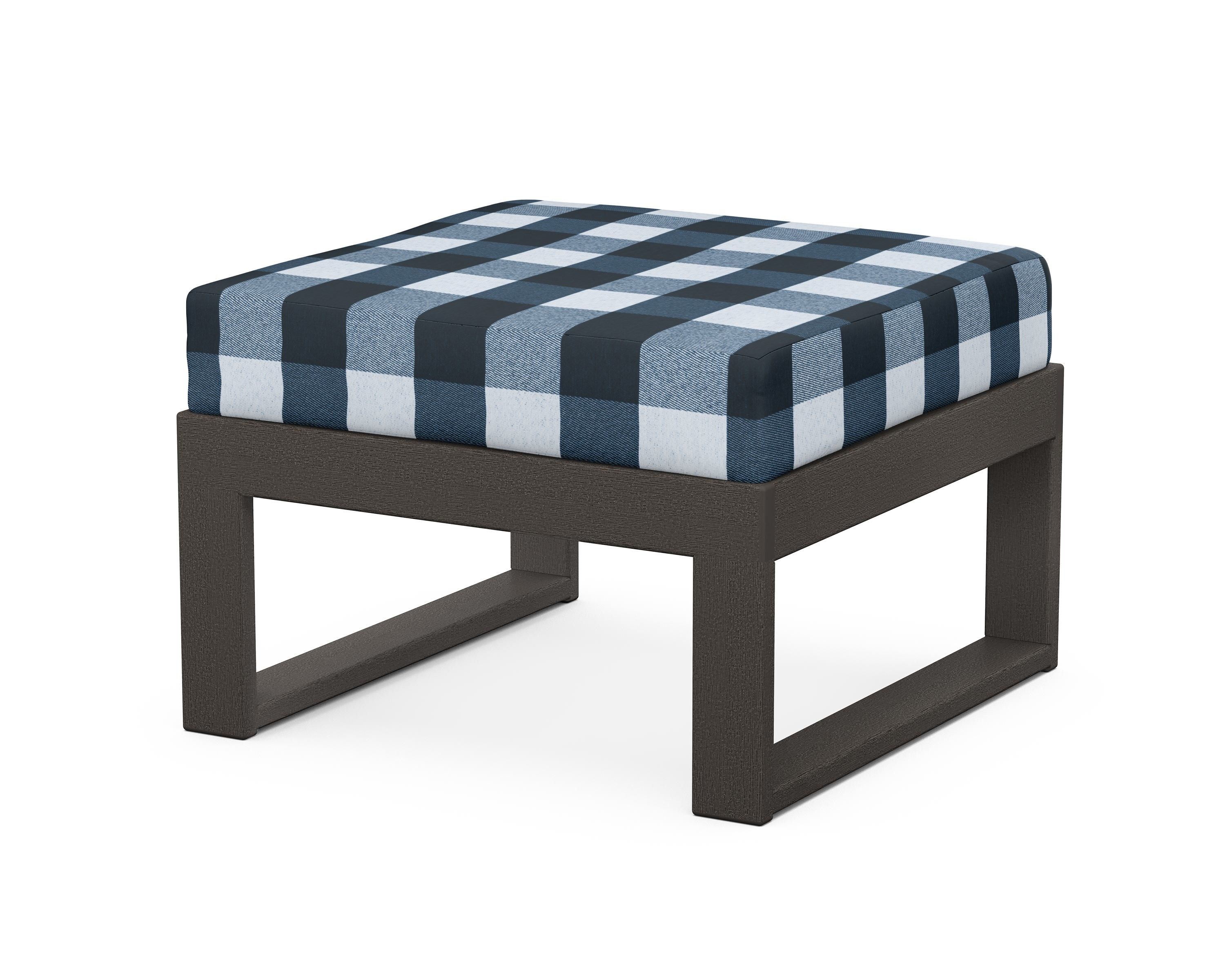 Unbranded Modular Ottoman - Modern in Vintage Coffee / Buffalo Plaid Marine Indigo