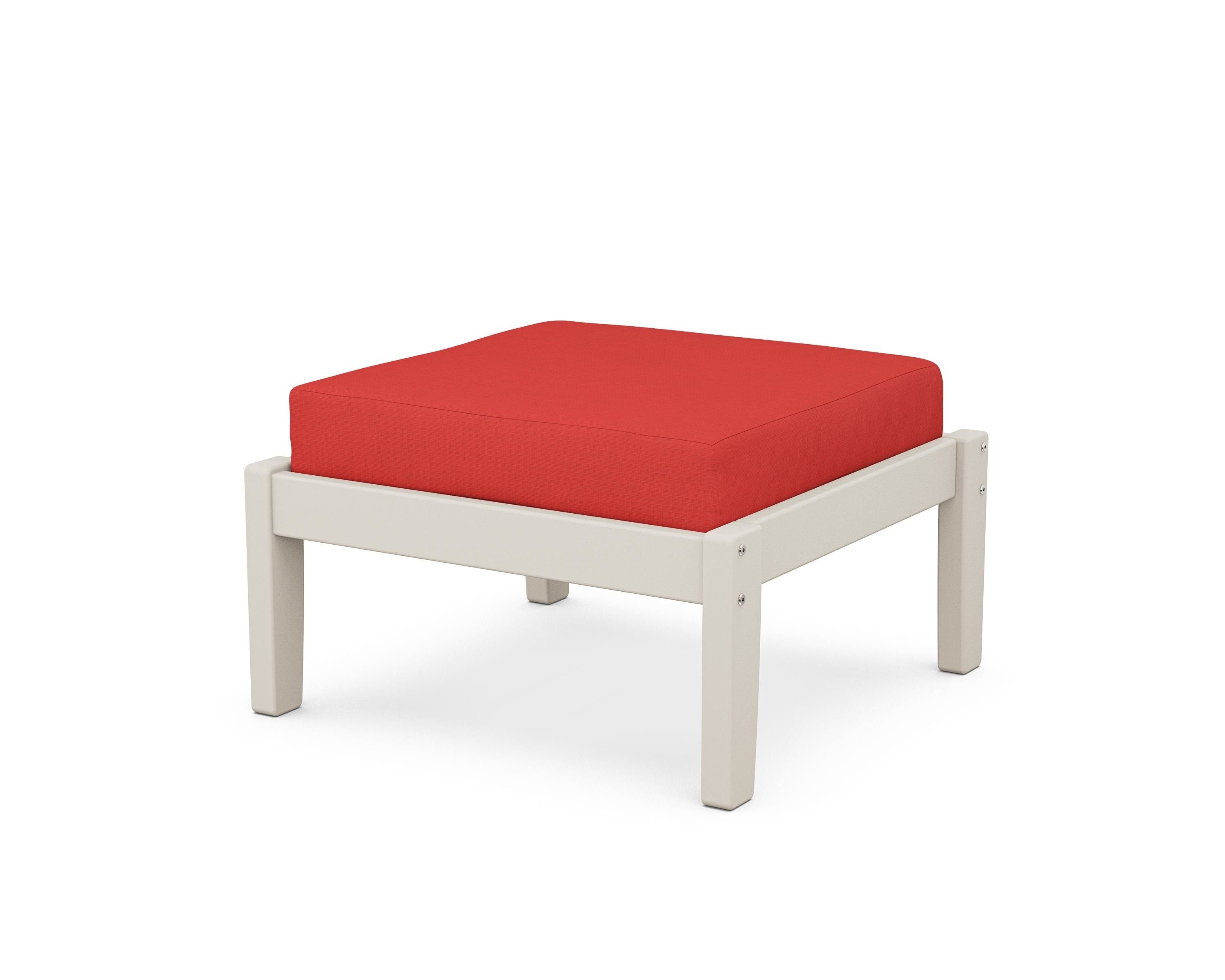 Unbranded Deep Seating Ottoman in Sand / Crimson Linen