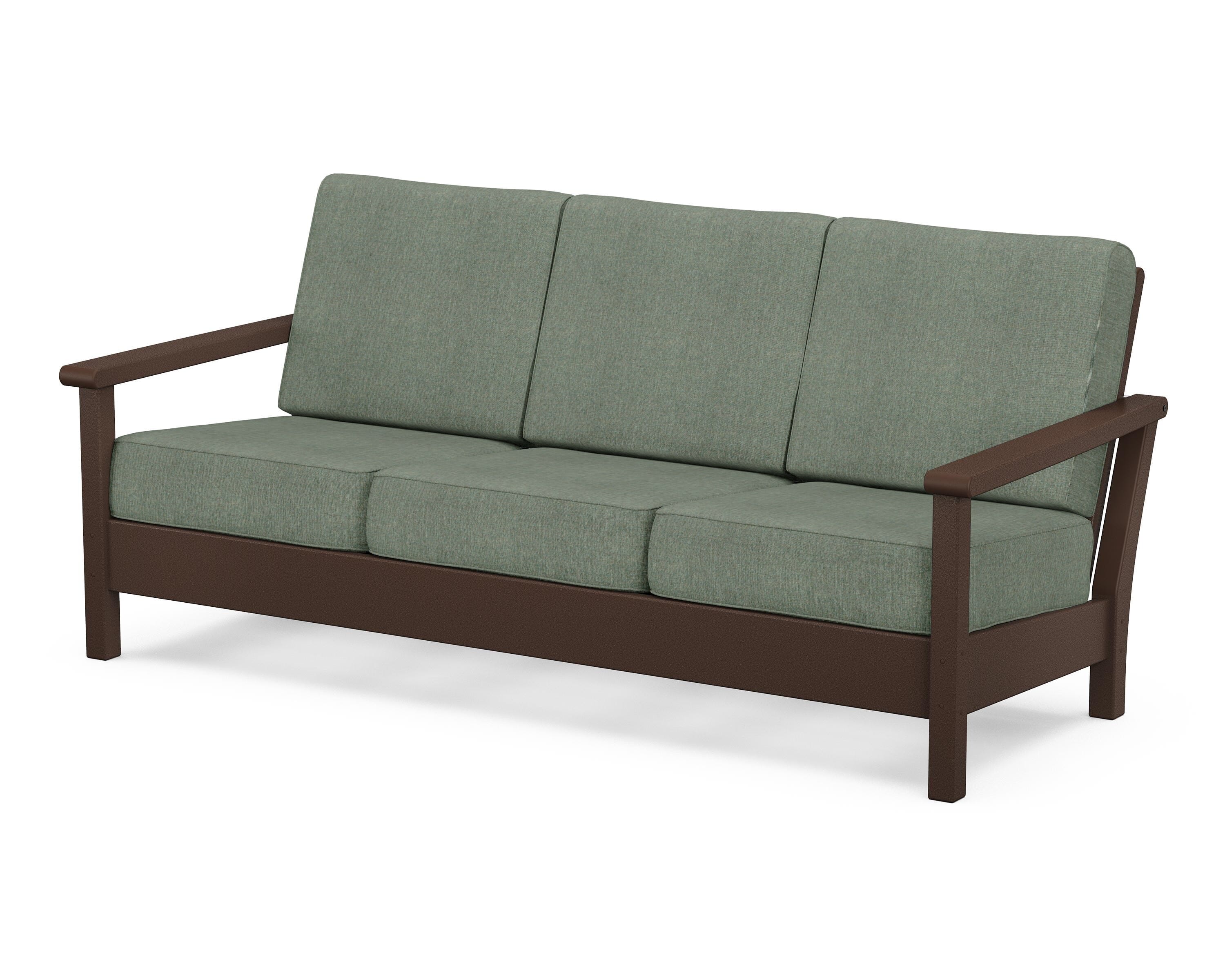 POLYWOOD® Harbour Deep Seating Sofa in Mahogany / Cast Sage