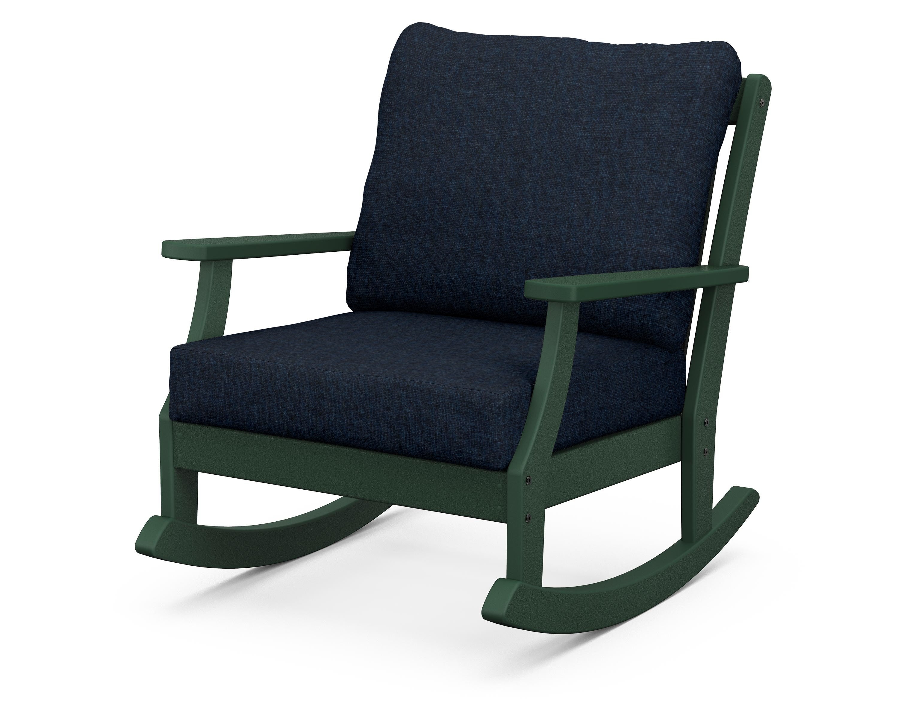 POLYWOOD® Braxton Deep Seating Rocking Chair in Green / Marine Indigo