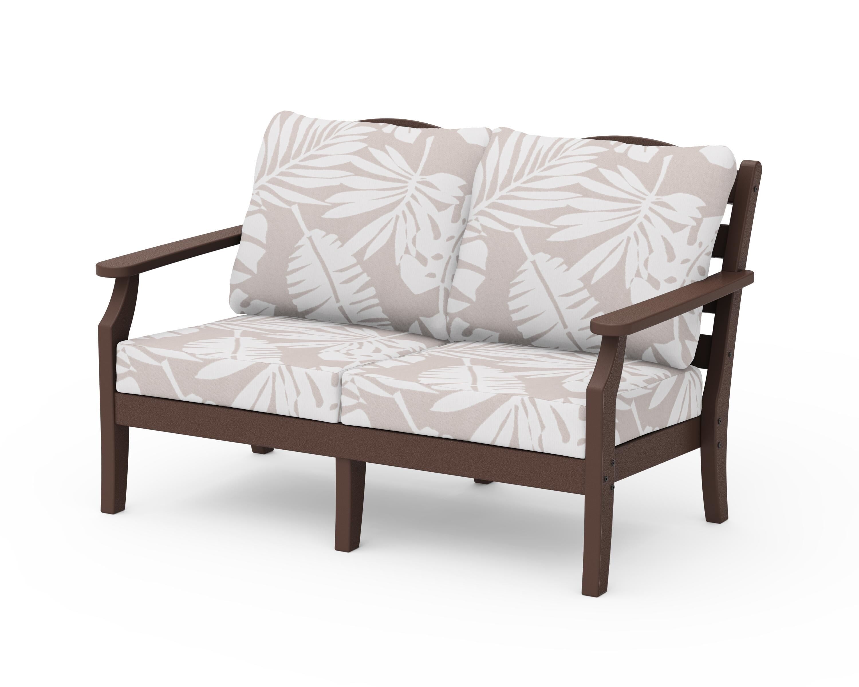 Draper James™ by  POLYWOOD® Savannah Deep Seating Loveseat in Mahogany / Leaf Dune Burlap