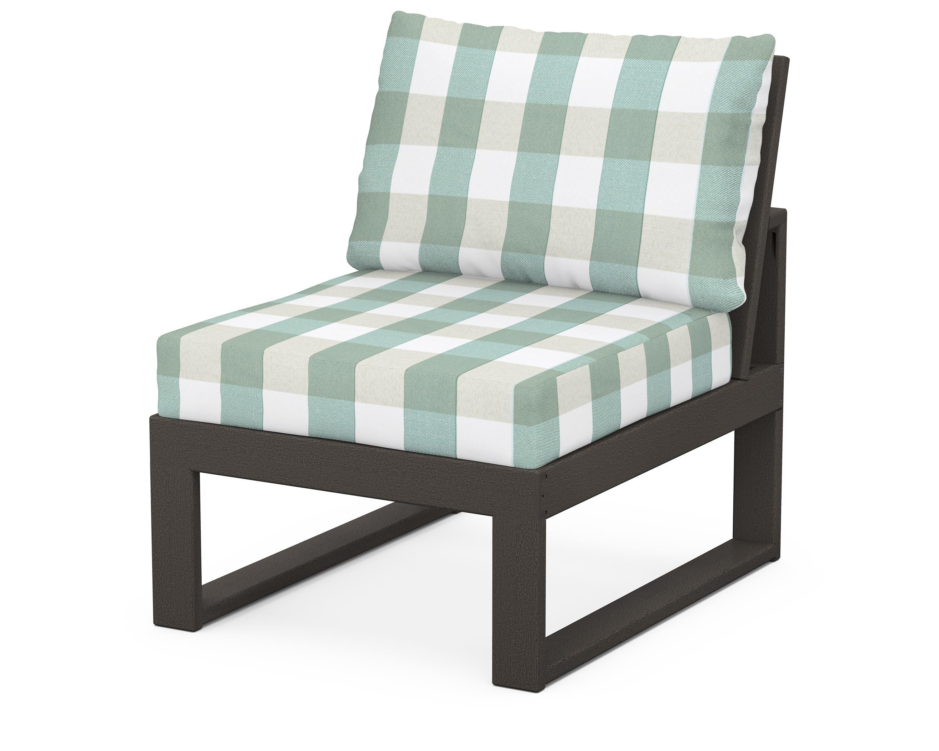 Unbranded Modular Armless Chair in Vintage Coffee / Buffalo Plaid Glacier Spa