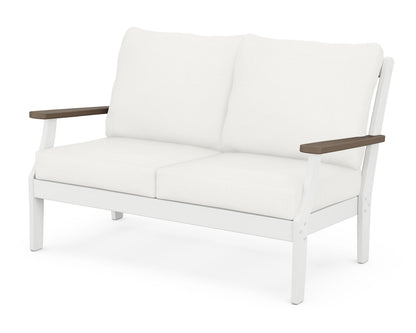 POLYWOOD® Braxton Deep Seating Loveseat in White / Kona / Natural Linen