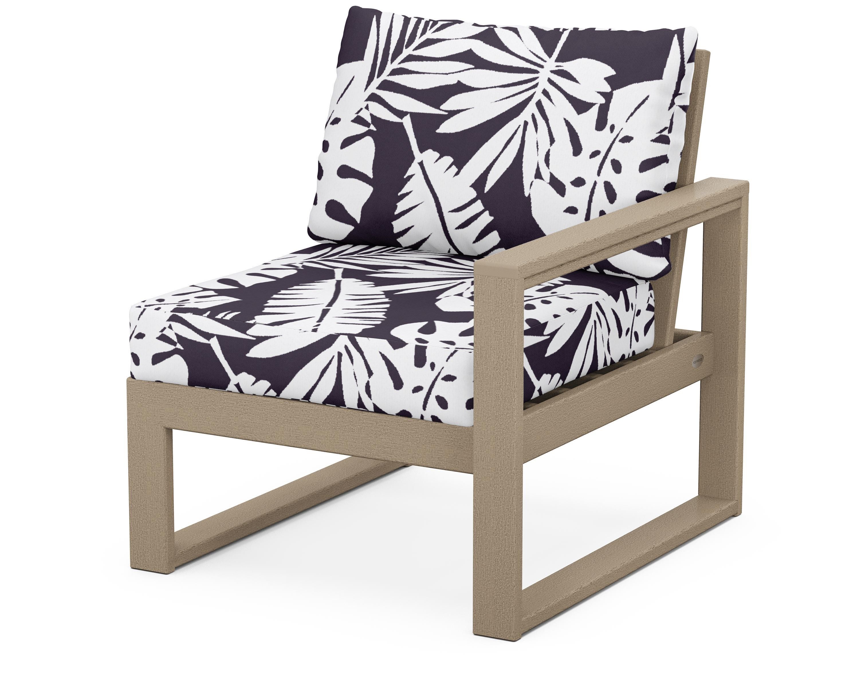 POLYWOOD® EDGE Modular Right Arm Chair in Vintage Sahara / Leaf Navy