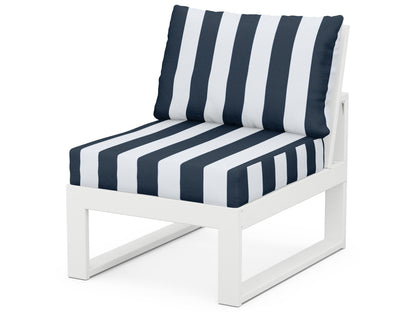 Unbranded Modular Armless Chair in White / Cabana Stripe Marine Indigo