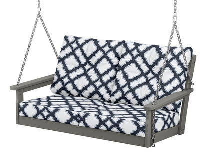 POLYWOOD® Vineyard Deep Seating Swing in Slate Grey / Trellis Marine Indigo
