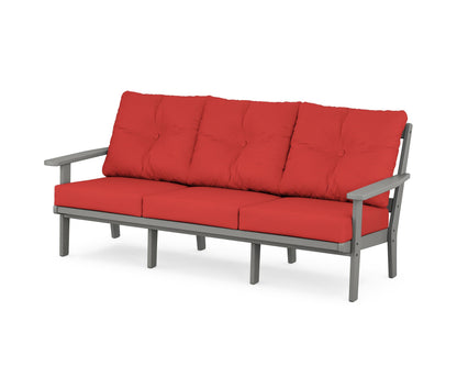 POLYWOOD® Prairie Deep Seating Sofa in Slate Grey / Crimson Linen