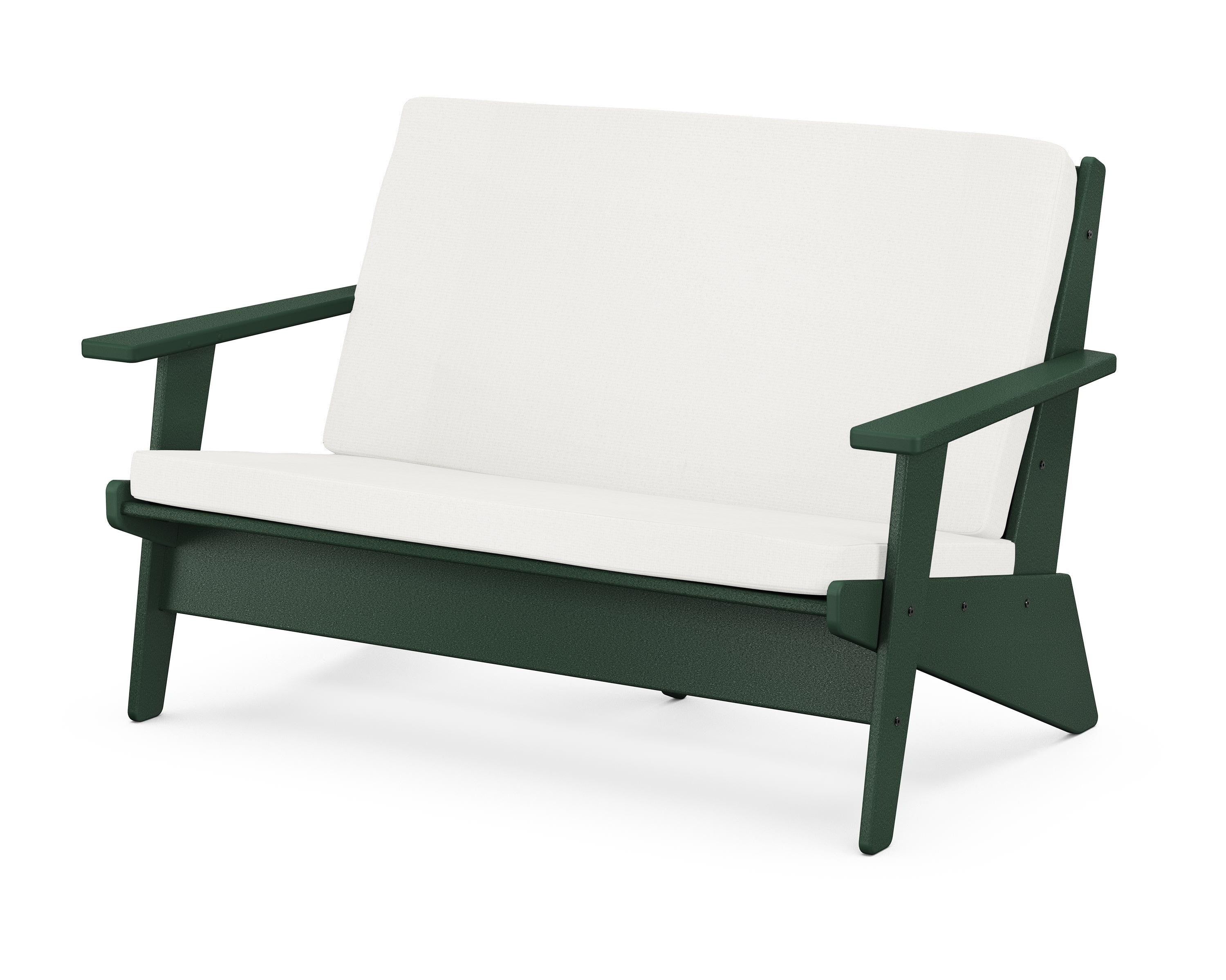 POLYWOOD® Riviera Modern Lounge Loveseat in Green / Natural Linen