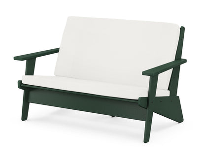 POLYWOOD® Riviera Modern Lounge Loveseat in Green / Natural Linen