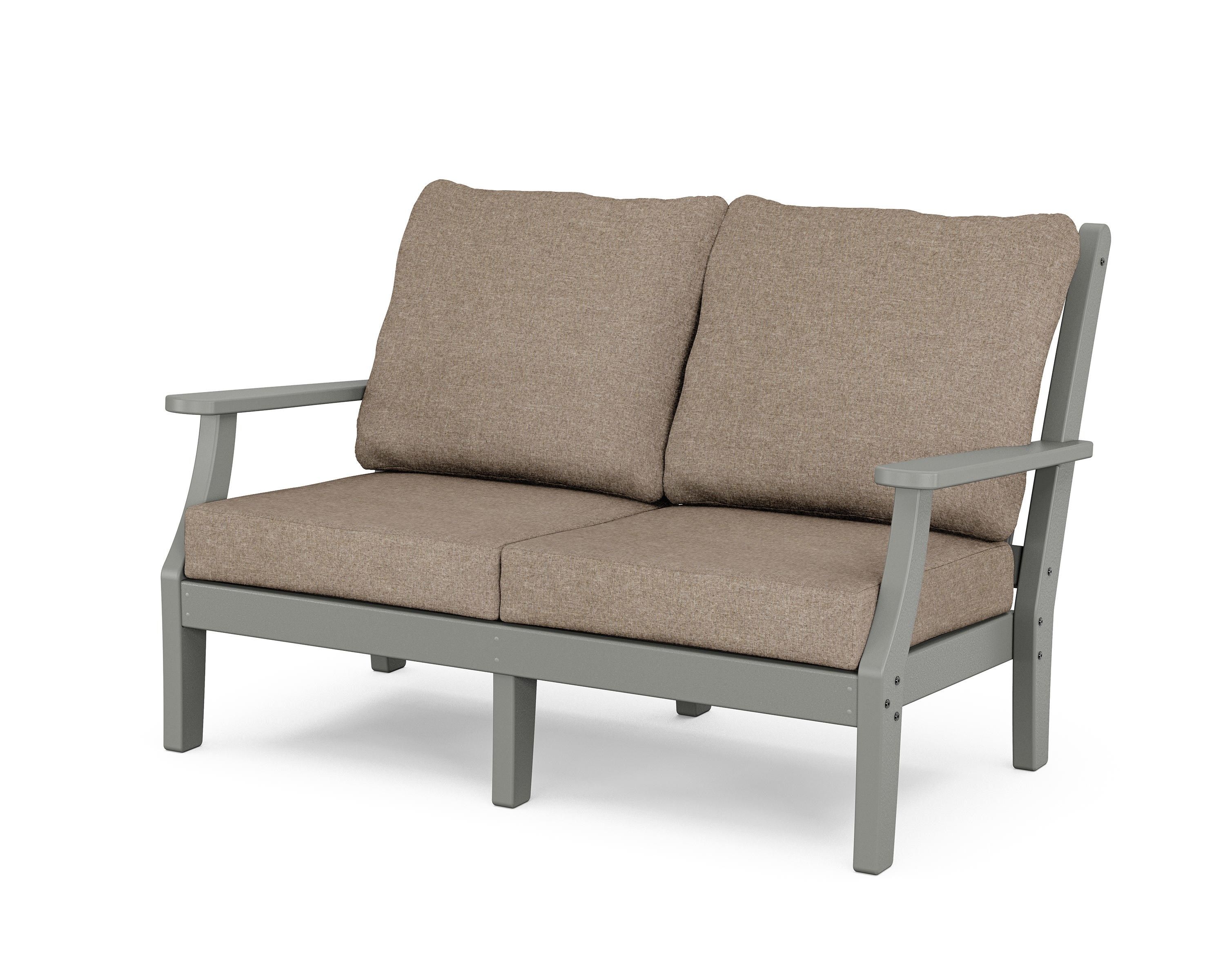 Country Living Wovendale Deep Seating Loveseat in Slate Grey / Spiced Burlap