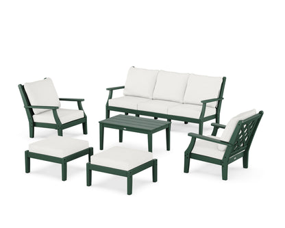 Country Living Wovendale 6-Piece Lounge Sofa Set in Green / Natural Linen