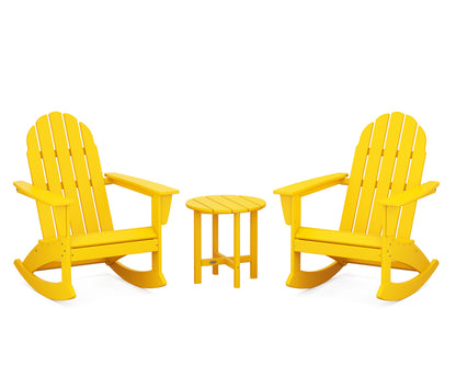 POLYWOOD® Vineyard 3-Piece Adirondack Rocking Chair Set in Lemon
