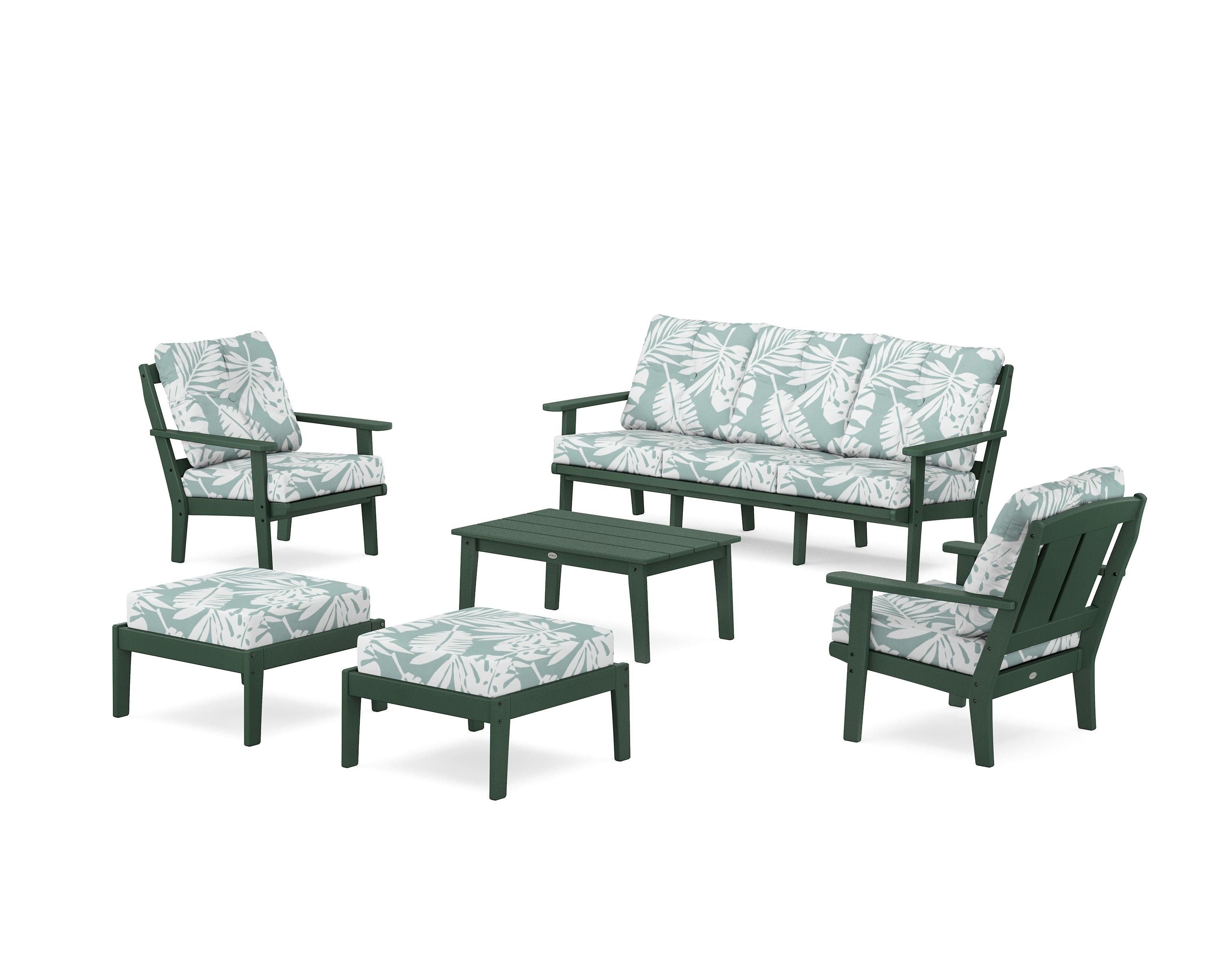 POLYWOOD® Mission 6-Piece Lounge Sofa Set in Green / Leaf Glacier Spa