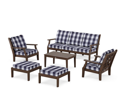 Country Living Wovendale 6-Piece Lounge Sofa Set in Mahogany / Buffalo Plaid Navy