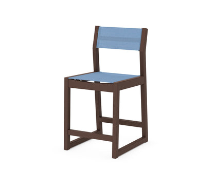 POLYWOOD® EDGE Sling Counter Side Chair in Mahogany / Poolside Sling
