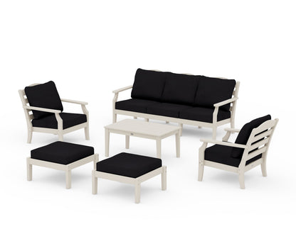 Draper James™ by  POLYWOOD® Savannah 6-Piece Lounge Sofa Set in Sand / Midnight Linen