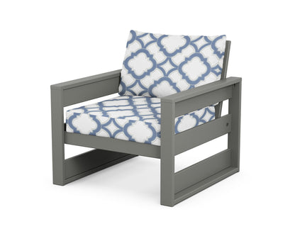 POLYWOOD® Westport Club Chair in Slate Grey / Trellis Sky Blue