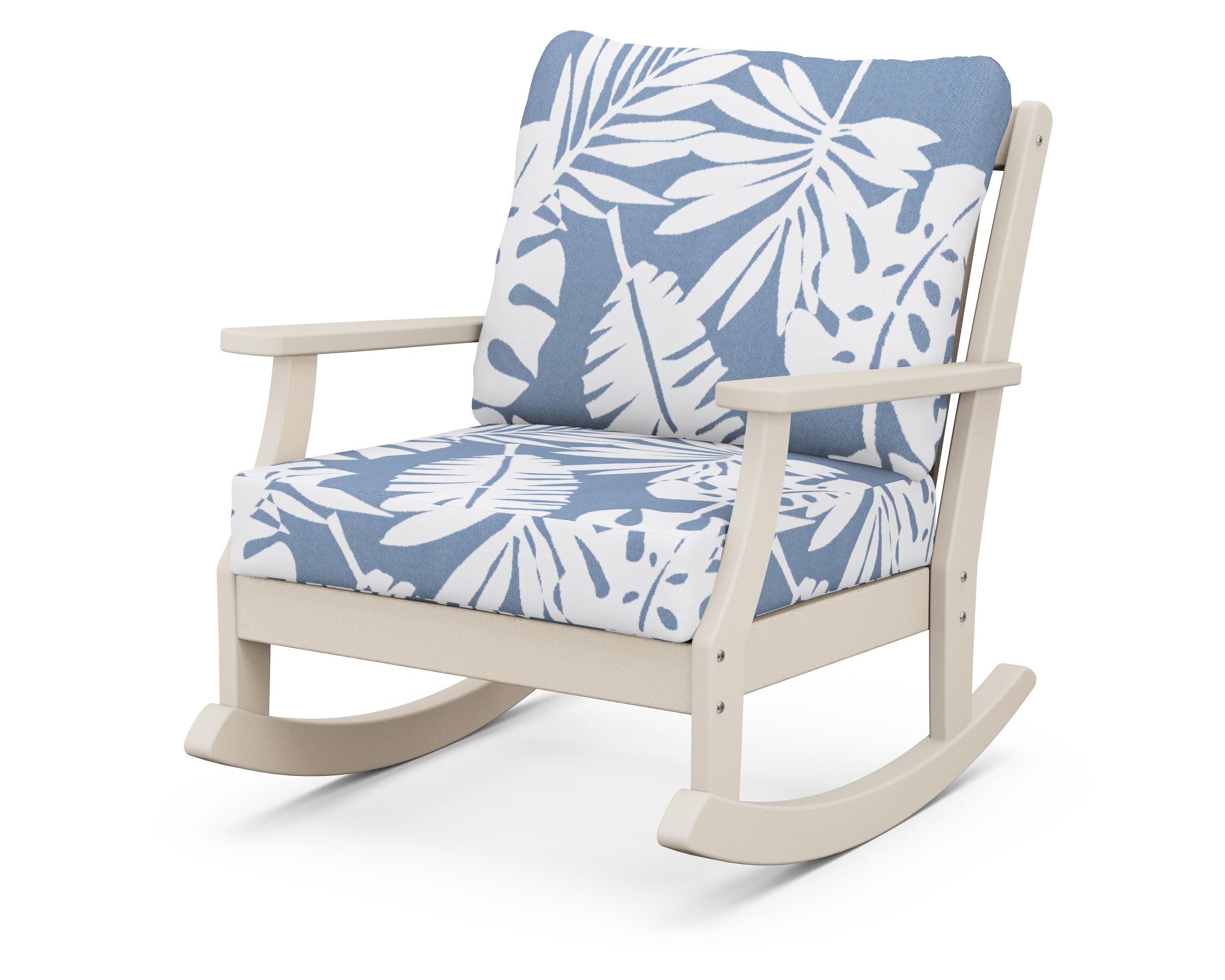 POLYWOOD® Braxton Deep Seating Rocking Chair in Sand / Leaf Sky Blue