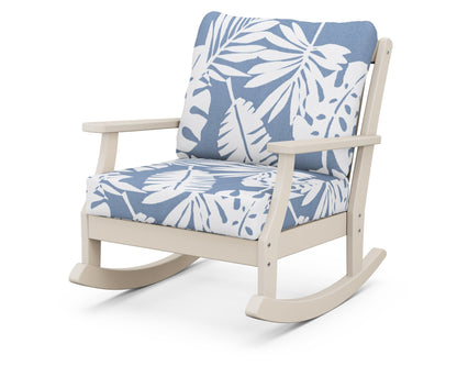 POLYWOOD® Braxton Deep Seating Rocking Chair in Sand / Leaf Sky Blue