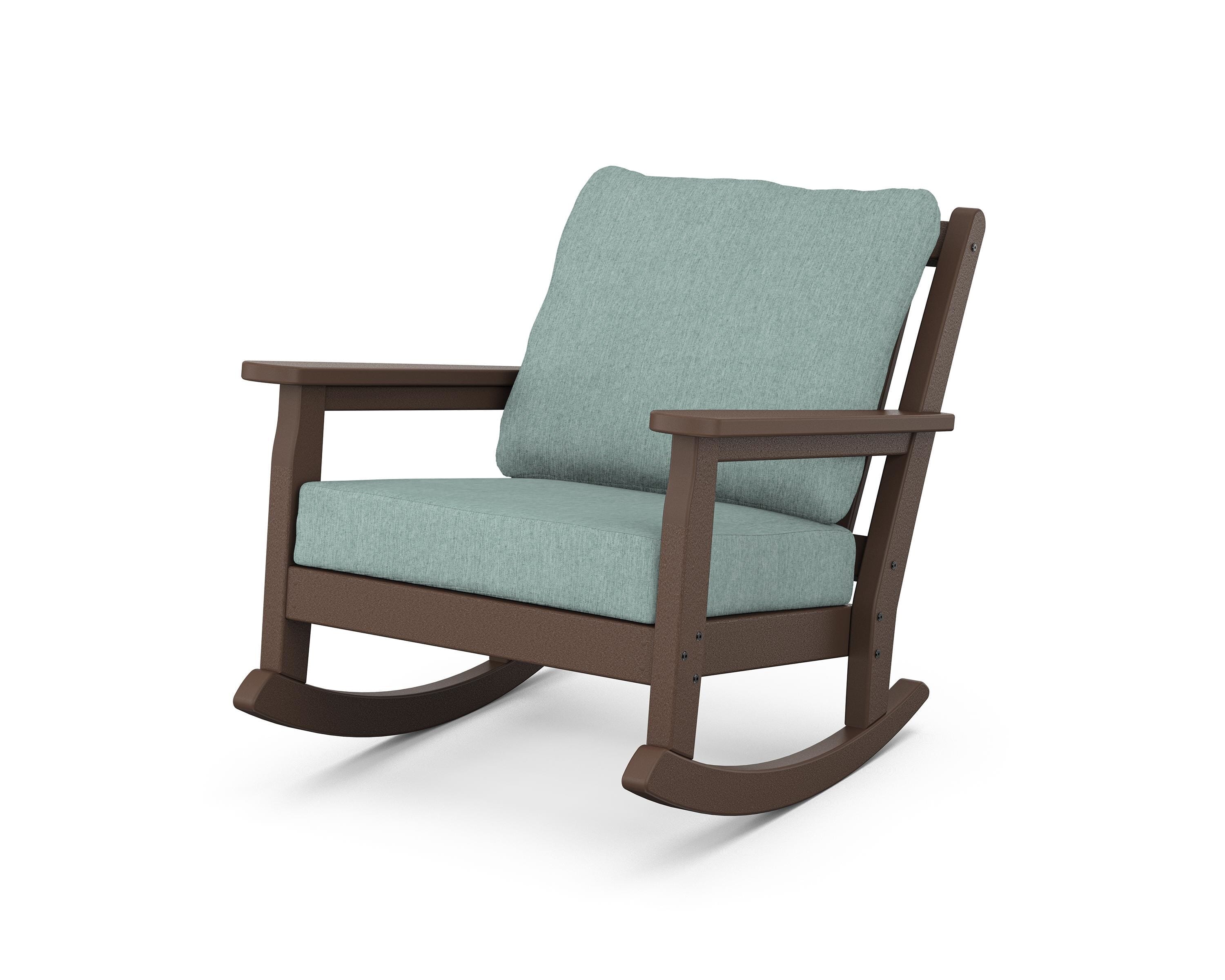 POLYWOOD® Chippendale Deep Seating Rocking Chair in Mahogany / Glacier Spa