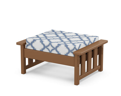 Martha Stewart by POLYWOOD® Acadia Deep Seating Ottoman in Teak / Trellis Sky Blue