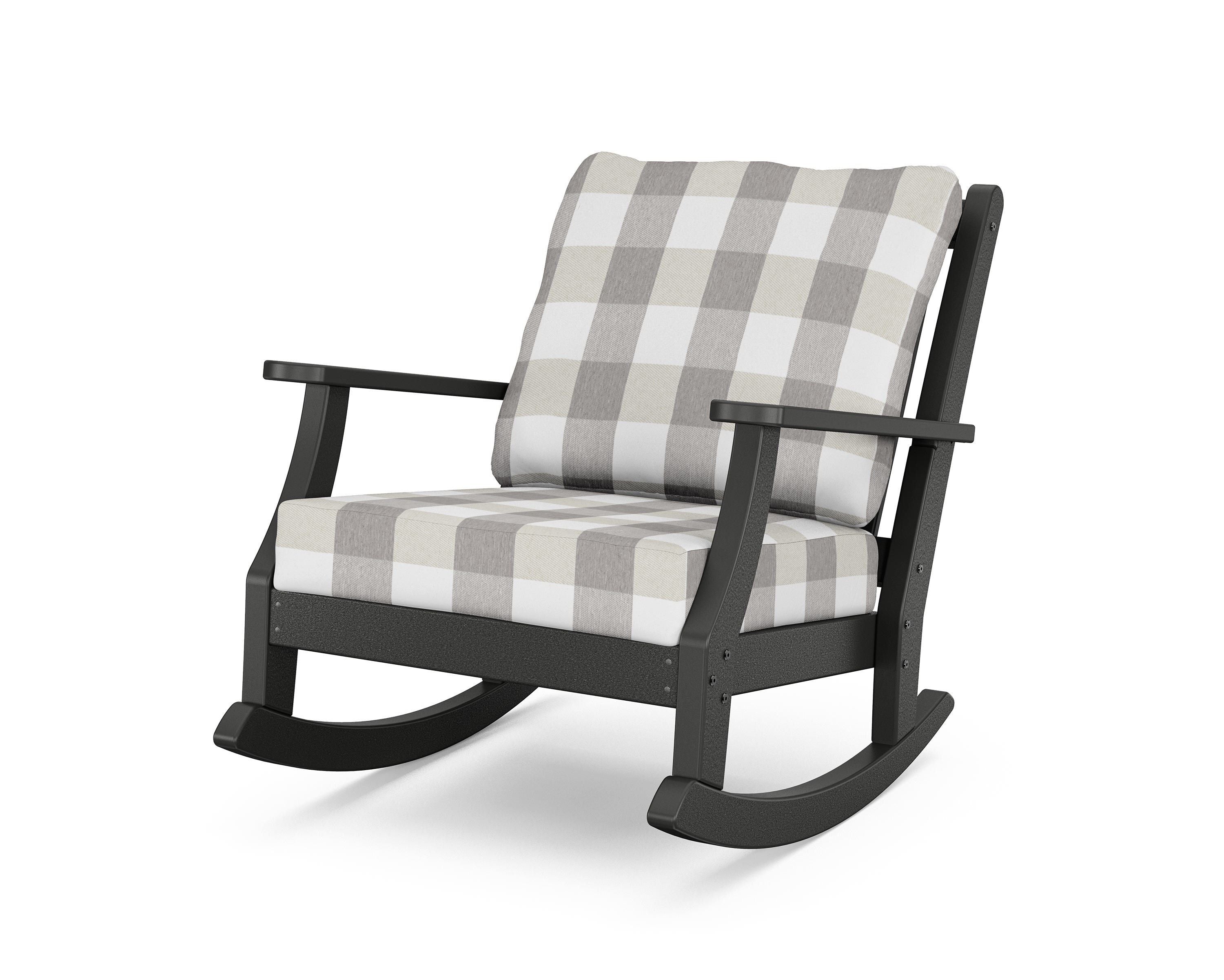 Country Living Wovendale Deep Seating Rocking Chair in Black / Buffalo Plaid Grey Mist