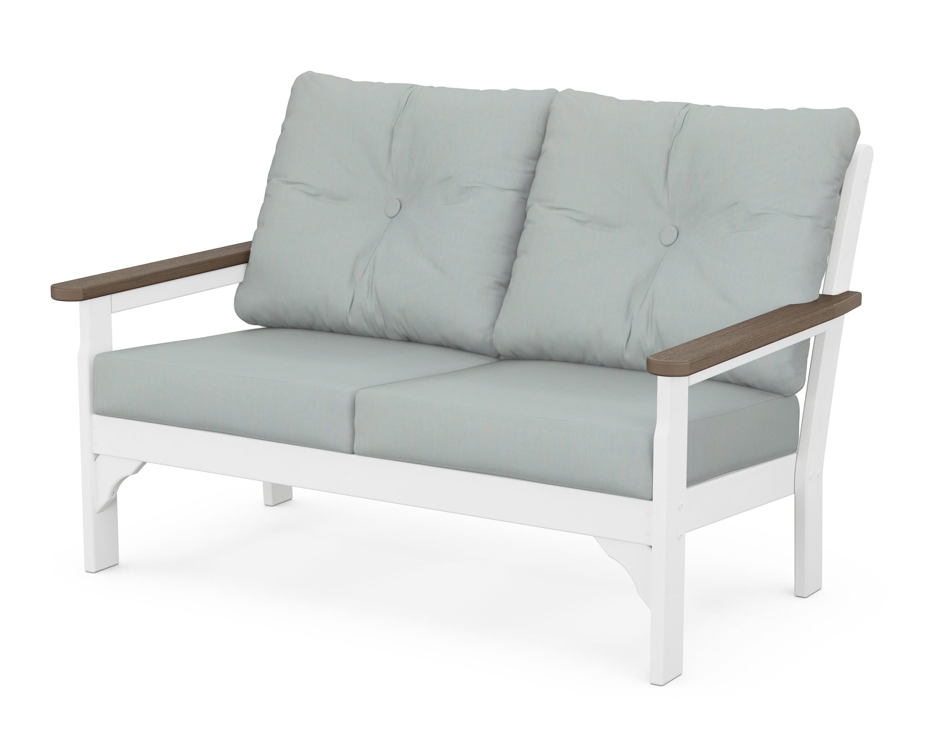 POLYWOOD® Vineyard Deep Seating Loveseat in White / Kona / Spa