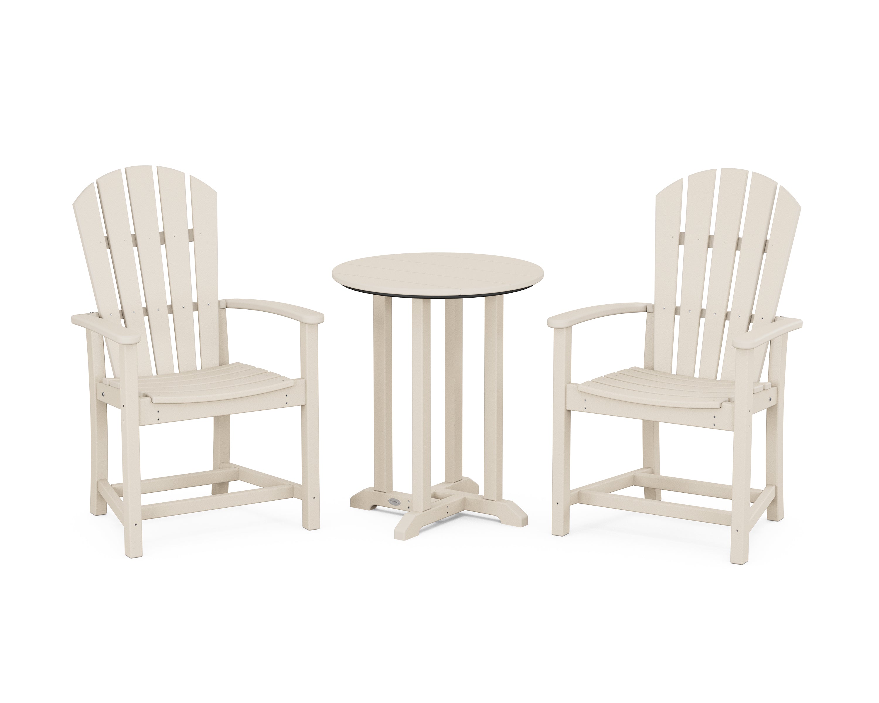 POLYWOOD® Palm Coast 3-Piece Round Farmhouse Bistro Dining Set in Sand