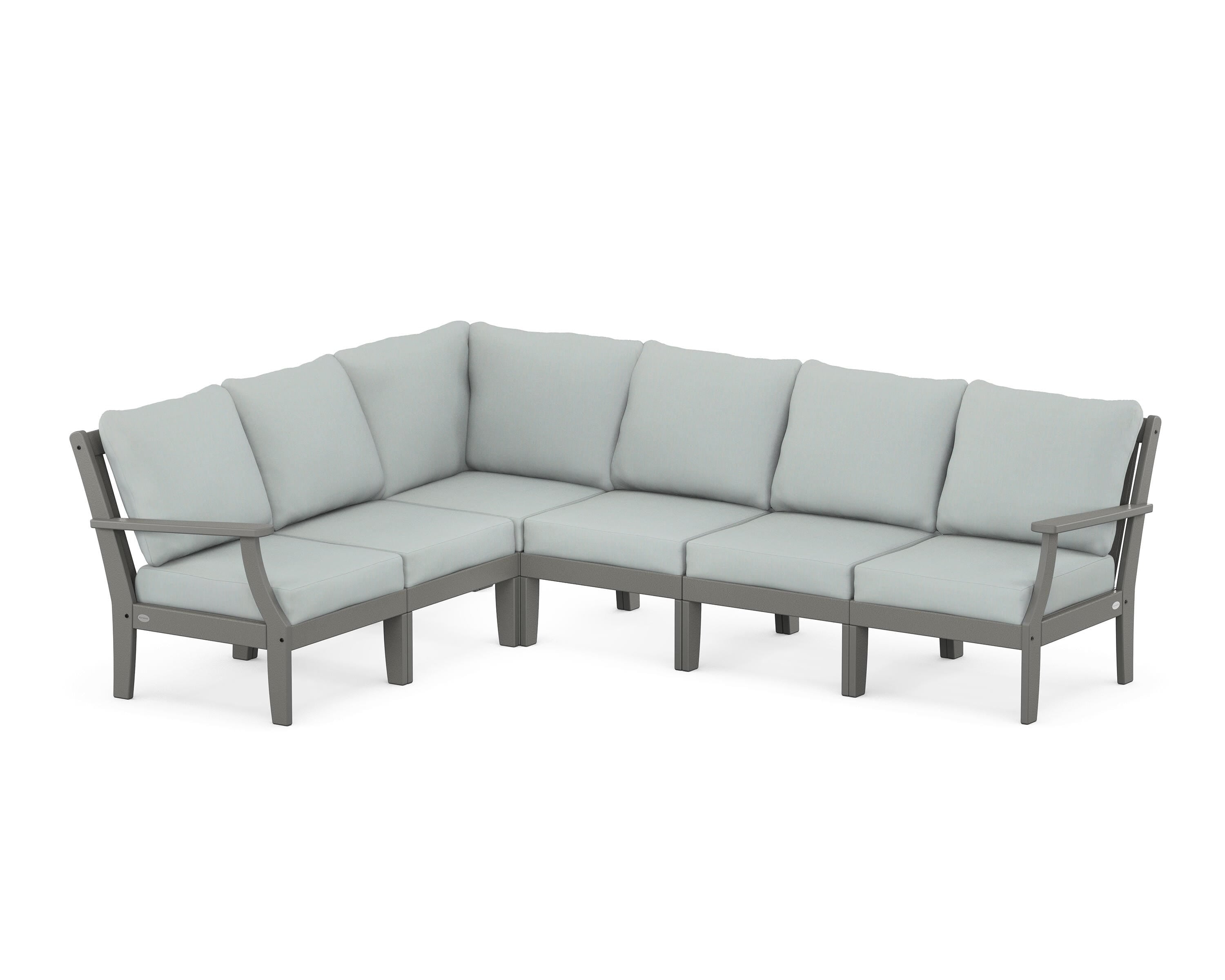 POLYWOOD® Braxton Modular 6-Piece Deep Seating Set in Slate Grey / Spa
