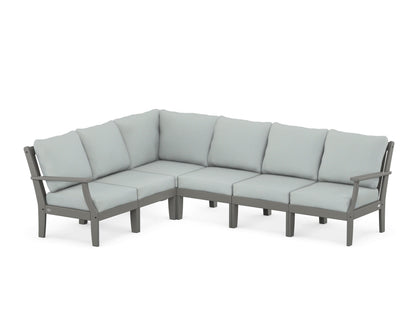 POLYWOOD® Braxton Modular 6-Piece Deep Seating Set in Slate Grey / Spa