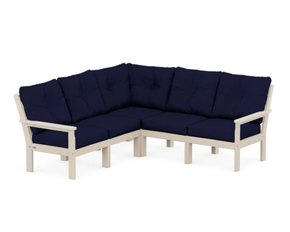 POLYWOOD® Vineyard 5-Piece Sectional in Sand / Navy