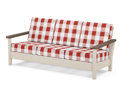POLYWOOD® Harbour Deep Seating Sofa in Sand / Kona / Buffalo Plaid Crimson