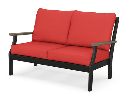 POLYWOOD® Braxton Deep Seating Loveseat in Black / Kona / Crimson Linen