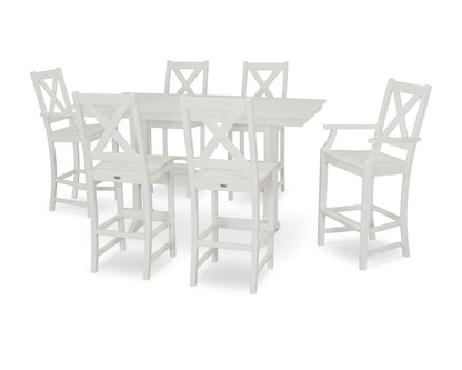 POLYWOOD® Braxton 7-Piece Farmhouse Trestle Bar Set in White