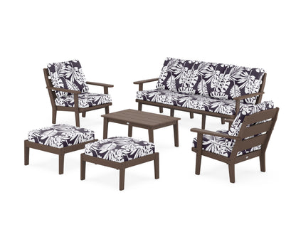 POLYWOOD® Lakeside 6-Piece Lounge Sofa Set in Mahogany / Leaf Navy