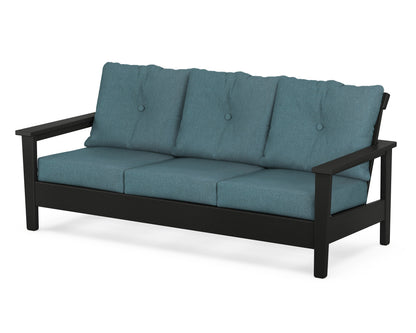 POLYWOOD® Prescott Deep Seating Sofa in Black / Ocean Teal