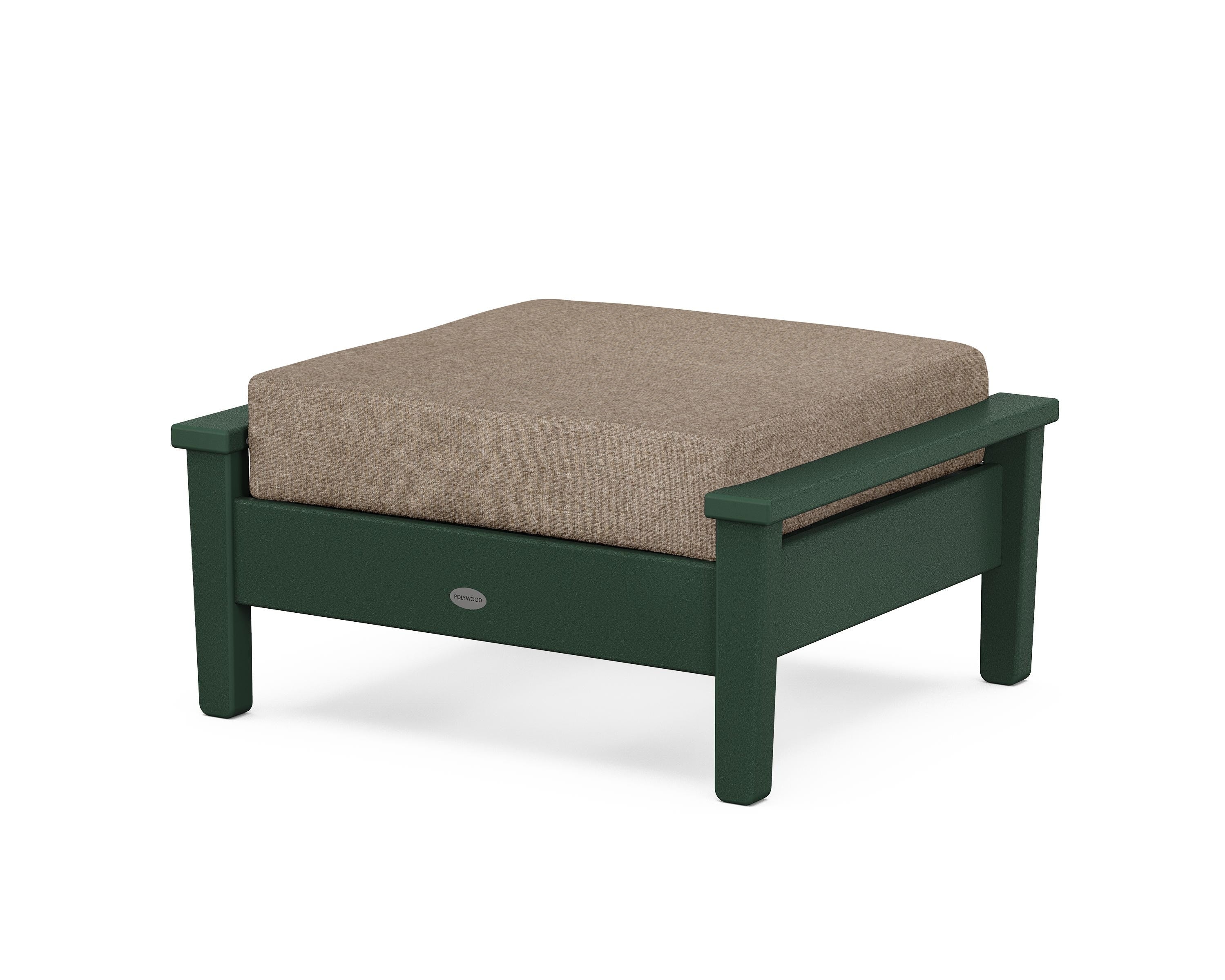 POLYWOOD® Prescott Deep Seating Ottoman in Green / Spiced Burlap