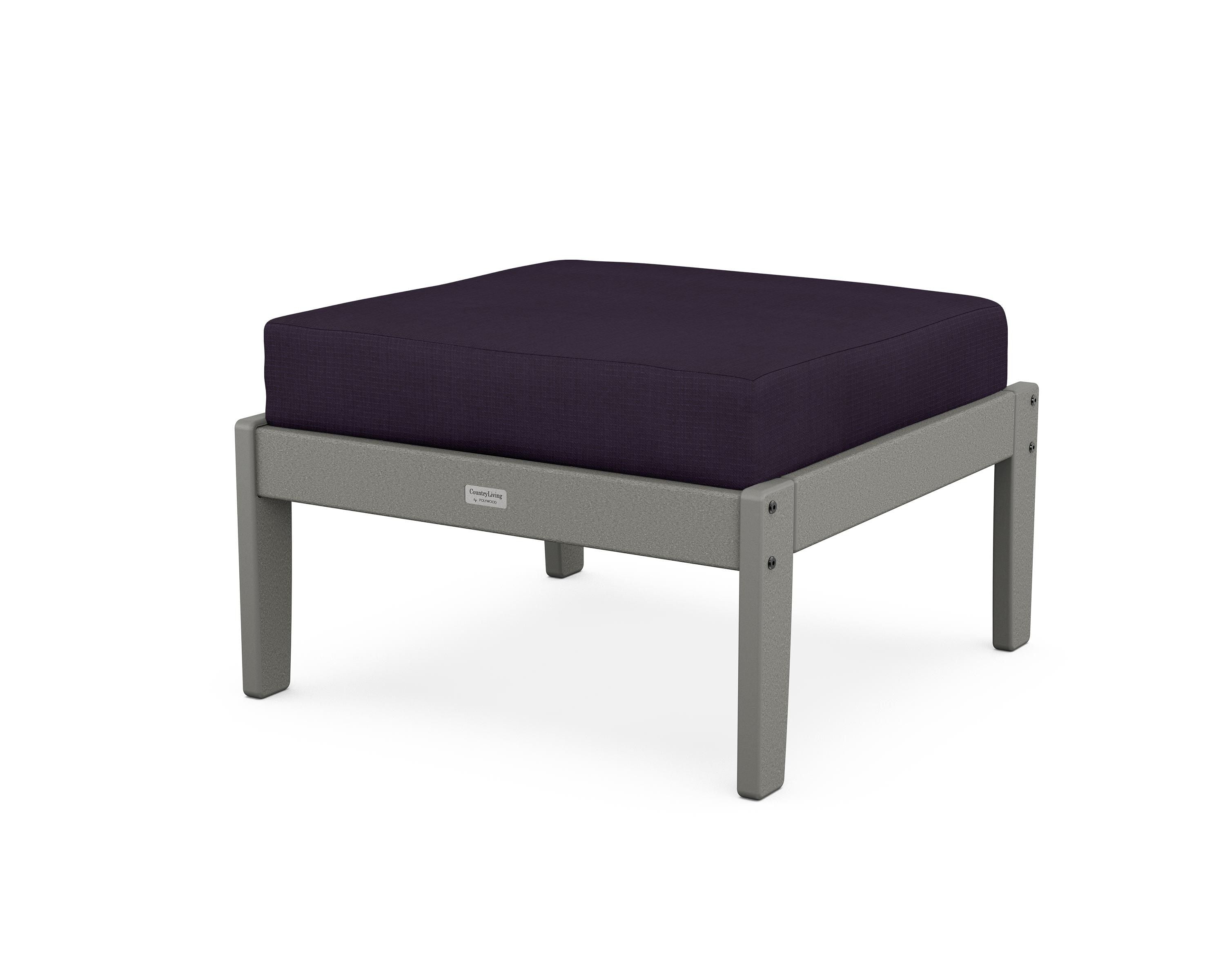 Country Living Cottage Deep Seating Ottoman in Slate Grey / Navy Linen
