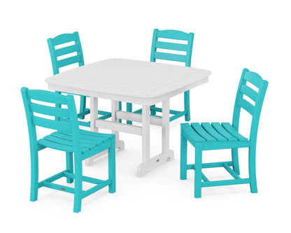 POLYWOOD® La Casa Café Side Chair 5-Piece Dining Set with Trestle Legs in Aruba / White